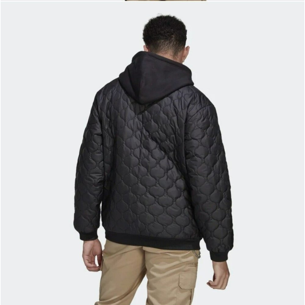 New ADIDAS MEN's ONION QUILT HOODIE COLOR BLACK - SIZE L - Picture 3 of 6
